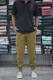 Regular Fit Mens New Tape Cargo Track Pant - Dark Sandle-7 Man